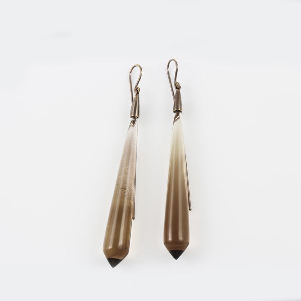 * 18KT GOLD AND SMOKY QUARTZ EARRINGS