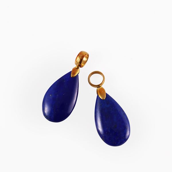 * 18KT GOLD AND LAPISLAZULI TWO PENDANTS