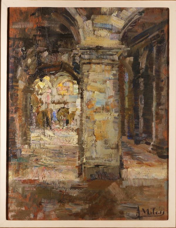 ALESSANDRO MILESI - Interno di una chiesa, cripta