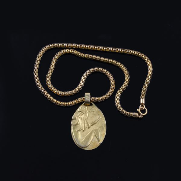 18KT GOLD NECKLACE AND PENDANT