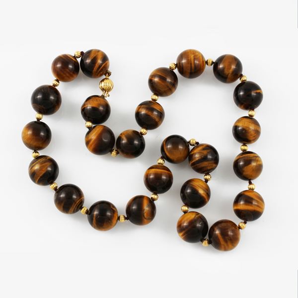 18KT GOLD AND TIGER EYE QUARTZ NECKLACE  - Auction Jewelery & Watches - Casa d'Aste International Art Sale