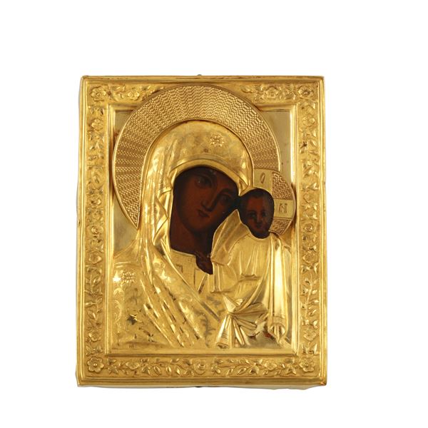 GOLD AND WOOD RUSSIAN ICONA  - Auction Important Jewelry - Casa d'Aste International Art Sale