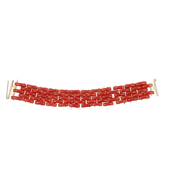 ~ 18KT GOLD AND CORAL BRACELET  - Auction IMPORTANT JEWELRY - Casa d'Aste International Art Sale