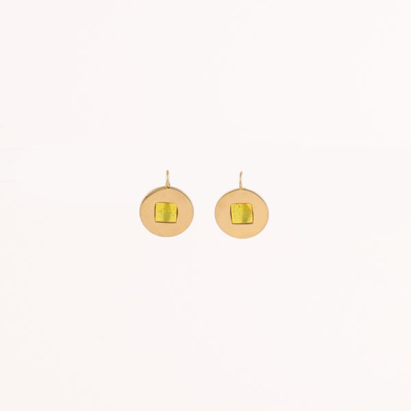 18KT GOLD AND ENAMEL EARRINGS