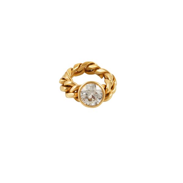 18KT GOLD AND OLD EUROPEAN CUT DIAMOND RING  - Auction Important Jewelry - Casa d'Aste International Art Sale