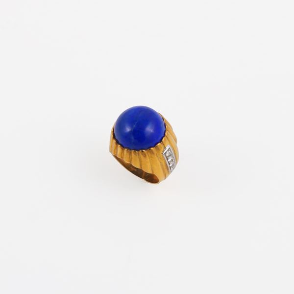 18KT GOLD, SODALITE AND DIAMONDS RING  - Auction JEWELRY, WATCHES, AND SILVERWARE - Casa d'Aste International Art Sale