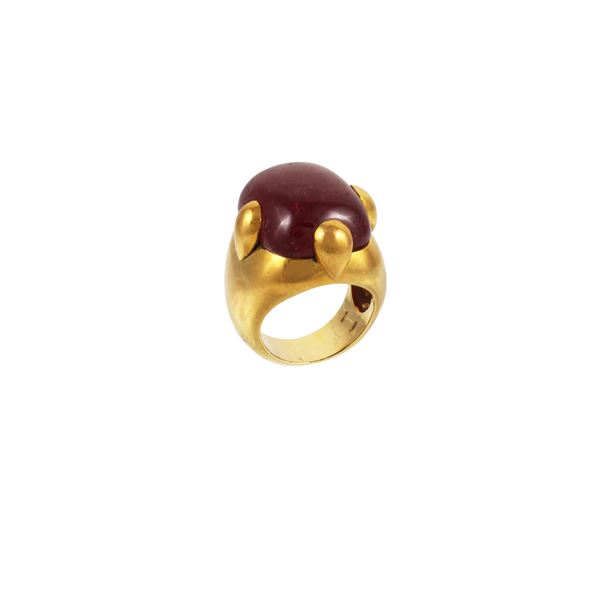 18KT GOLD AND PINK TOURMALINE RING, POMELLATO "Griffe"