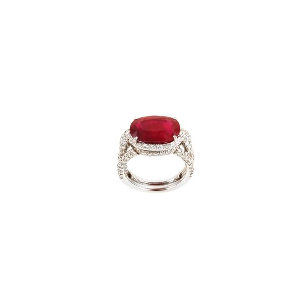 18KT GOLD, RUBY AND DIAMONDS RING, CHANTECLER