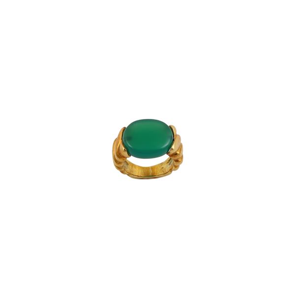 18KT GOLD AND CHRYSOPRASE RING  - Auction JEWELRY, WATCHES, AND SILVERWARE - Casa d'Aste International Art Sale