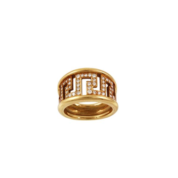 18KT GOLD AND DIAMONDS RING, GIANNI VERSACE