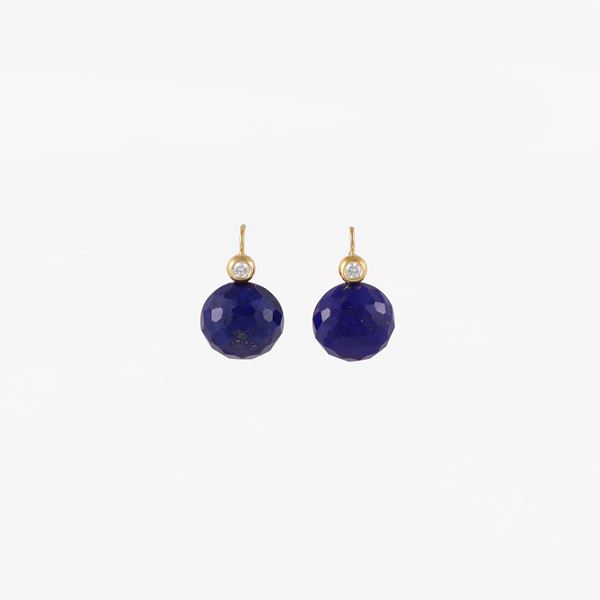 18KT GOLD, DIAMOND AND LAPISLAZULI EARRINGS  - Auction JEWELRY, WATCHES, AND SILVERWARE - Casa d'Aste International Art Sale