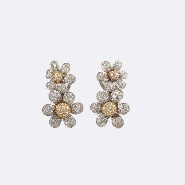 18KT GOLD AND DIAMONDS EARRINGS, CHANTECLER