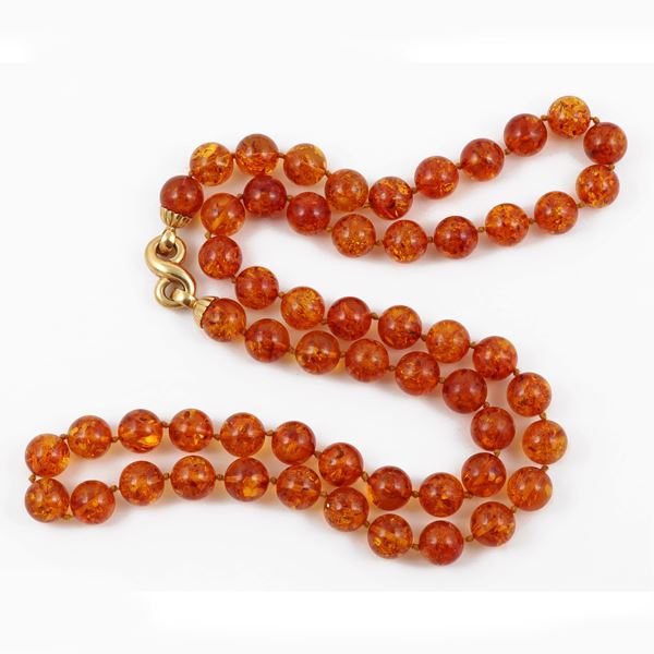 18KT GOLD AND AMBER NECKLACE  - Auction JEWELRY, WATCHES, AND SILVERWARE - Casa d'Aste International Art Sale