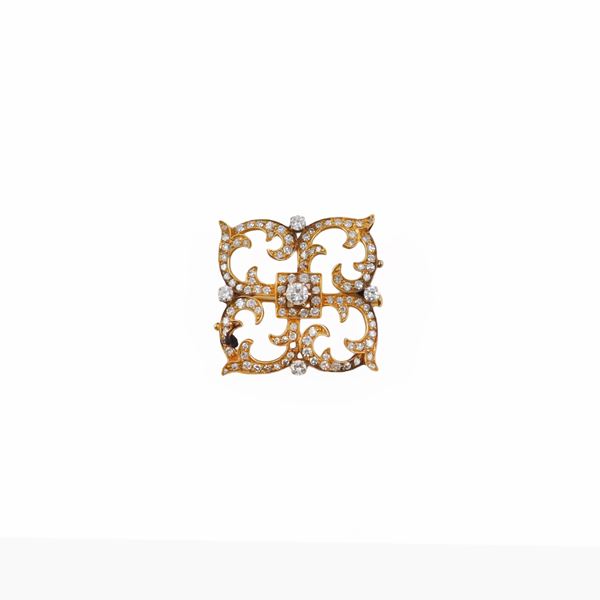 18KT GOLD AND DIAMONDS BROOCH