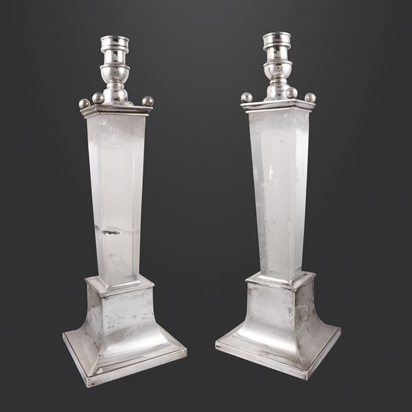 COPPIA DI CANDELIERI, GABRIELE DE VECCHI  - Asta Gioielli Importanti - Casa d'Aste International Art Sale