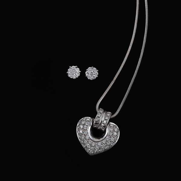 18KT GOLD LOT OF PENDANT AND EARRINGS WITH DIAMONDS  - Auction JEWELRY, WATCHES, AND SILVERWARE - Casa d'Aste International Art Sale