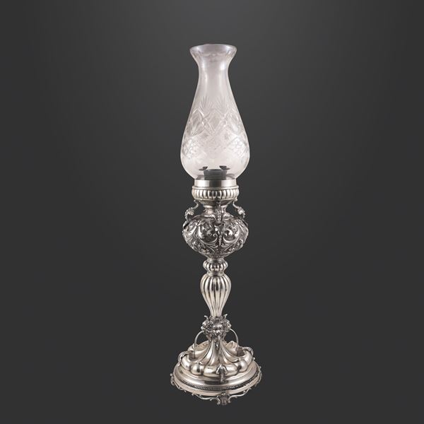 800 SILVER AND GLASS TABLE LAMP  - Auction IMPORTANT JEWELRY - Casa d'Aste International Art Sale