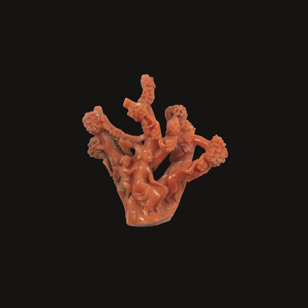 FINE CORAL AND 18KT GOLD BROOCH