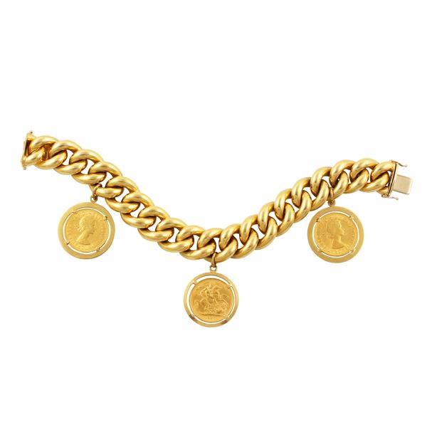 18KT GOLD BRACELET WITH THREE GOLD COIN  - Auction Important Jewelry - Casa d'Aste International Art Sale