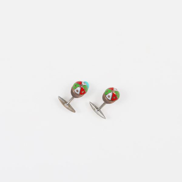 925 SILVER AND ENAMEL CUFFLINKS  - Auction JEWELRY, WATCHES, AND SILVERWARE - Casa d'Aste International Art Sale