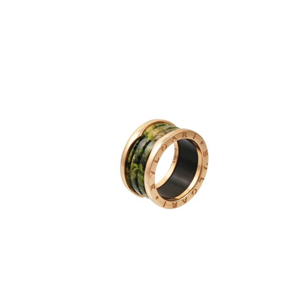 18KT GOLD AND GREEN MARBLE RING, BULGARI "B.zero1"  - Auction Important Jewelry - Casa d'Aste International Art Sale