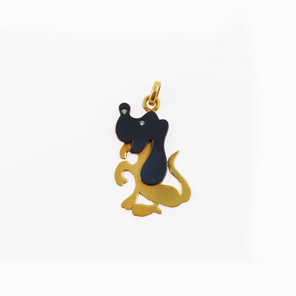 18KT GOLD, STEEL AND DIAMOND PENDANT  - Auction JEWELRY, WATCHES, AND SILVERWARE - Casa d'Aste International Art Sale