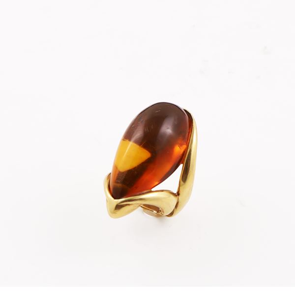 18KT GOLD AND AMBER RING  - Auction JEWELRY, WATCHES, AND SILVERWARE - Casa d'Aste International Art Sale