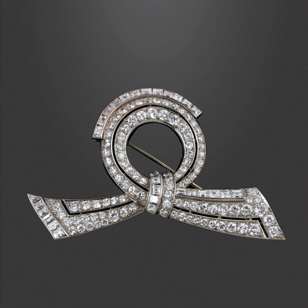PLATINUM AND DIAMONDS BROOCH  - Auction Important Jewelry - Casa d'Aste International Art Sale