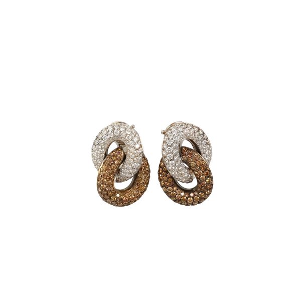 Sabbadini - 18KT GOLD, COLORLESS AND BROWN DIAMONDS EARRINGS, SABBADINI