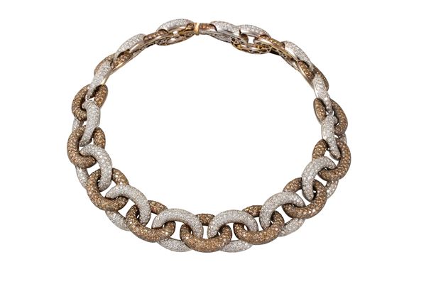 Sabbadini - 18KT GOLD, COLORLESS AND BROWN DIAMONDS NECKLACE, SABBADINI