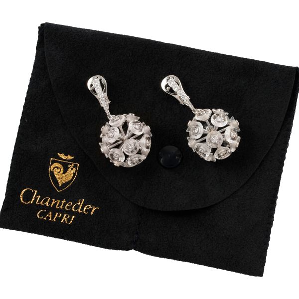 18KT GOLD, QUARTZ AND DIAMONDS EARRINGS, CHANTECLER