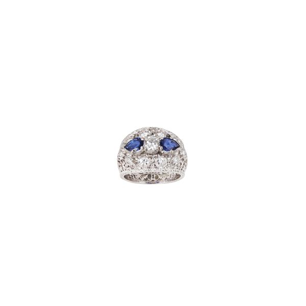 18KT GOLD, DIAMONDS AND SAPPHIRES RING  - Auction IMPORTANT JEWELRY - Casa d'Aste International Art Sale