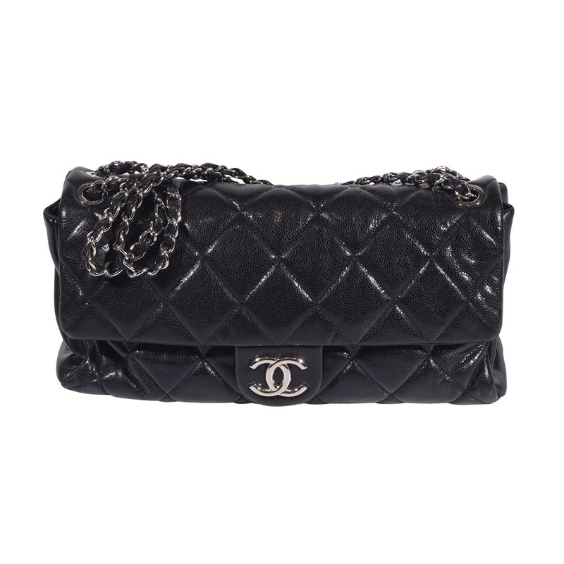 Chanel - "medium Glazed Caviar Nature Flap"