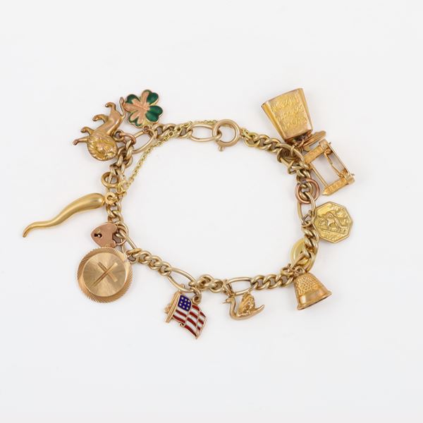 9KT GOLD BRACELET WITH CHARMS