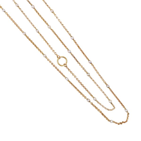 18KT GOLD AND PEARLS CHAIN