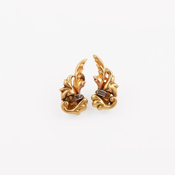 18KT GOLD AND ROSE CUT DIAMONDS EARRINGS