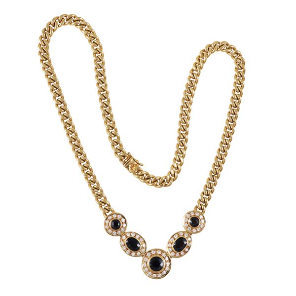 18KT GOLD, DIAMONDS AND SAPPHIRES NECKLACE  - Auction IMPORTANT JEWELRY - Casa d'Aste International Art Sale