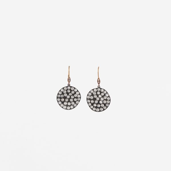 * 18KT GOLD, 925 SILVER AND ROSE CUT DIAMONDS EARRINGS