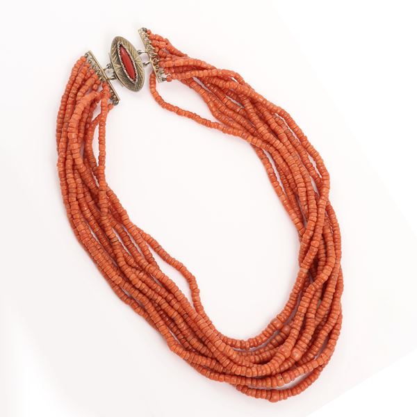 800 SILVER AND CORAL NECKLACE