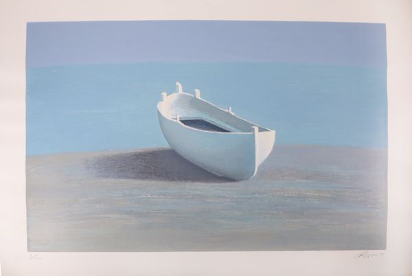 WALTER LAZZARO : La barca bianca  - Serigrafia su carta - Asta ARTE MODERNA E CONTEMPORANEA - Casa d'Aste International Art Sale