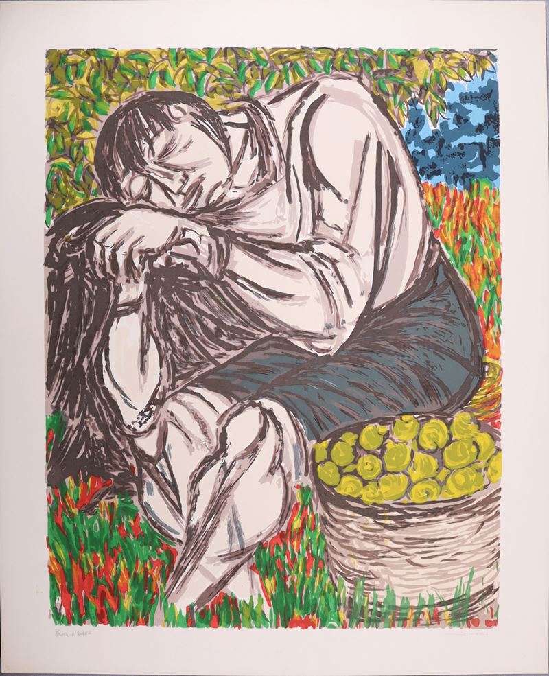 Contadino con cesto di limoni