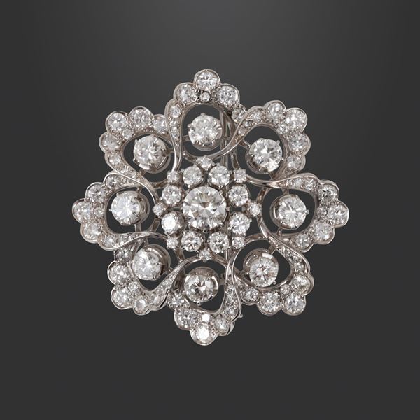 PLATINUM AND DIAMONDS BROOCH  - Auction IMPORTANT JEWELRY - Casa d'Aste International Art Sale