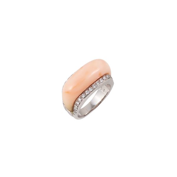 ~ 18KT GOLD, DIAMONDS AND CORAL RING, CHANTECLER  - Auction IMPORTANT JEWELRY - Casa d'Aste International Art Sale