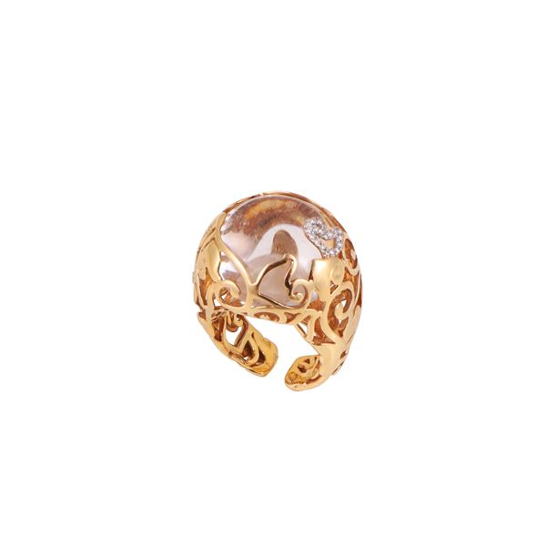 * 18KT GOLD, DOUBLE CABOCHON CUT QUARTZ AND DIAMONDS RING, CHANTECLER "DiAmour Folies"  - Auction IMPORTANT JEWELRY - Casa d'Aste International Art Sale