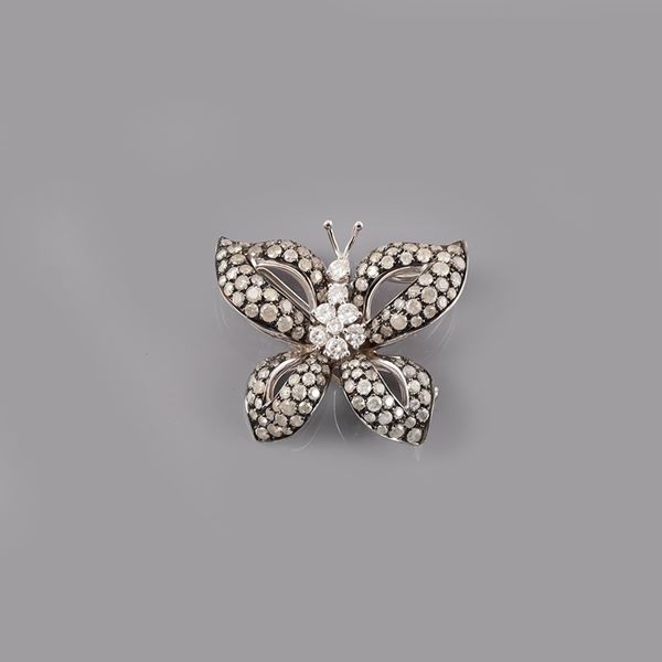* 18KT GOLD, DIAMONDS AND "ICE" DIAMONDS BROOCH - PENDANT