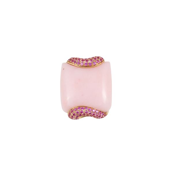 * 18KT GOLD, PINK OPAL AND PINK SAPPHIRE RING, RINALDO GAVELLO