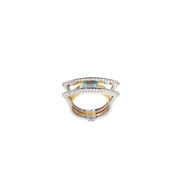 * 18KT GOLD, DIAMONDS AND BLUE TOPAZ RING, ALFIERI & ST. JOHN   - Auction IMPORTANT JEWELRY - Casa d'Aste International Art Sale