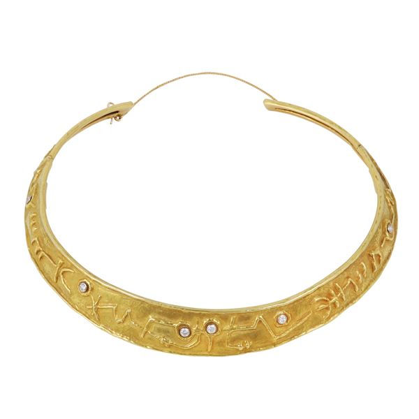 18KT GOLD AND DIAMONDS NECKLACE, AFRO FOR MASENZA