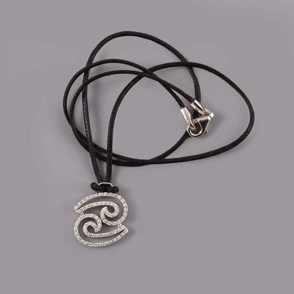 * 18KT GOLD AND DIAMOND PENDANT AND STRING NECKLACE WITH 18KT GOLD CLASP, CRIVELLI