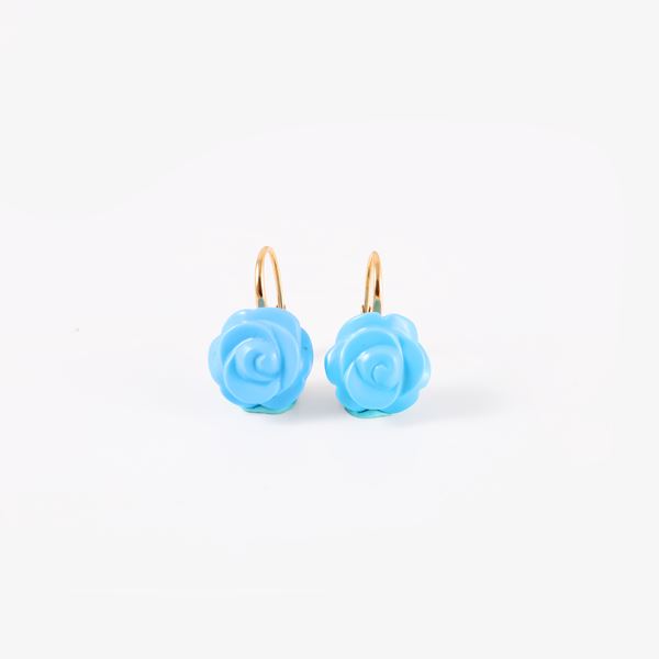 18KT GOLD AND TURQUOISE PASTE EARRINGS